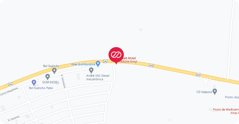 mapa da localização do motel com o logo